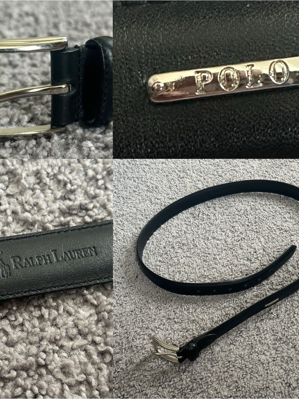 Polo Ralph Lauren Black Leather Belt with Silver-Tone Buckle XL